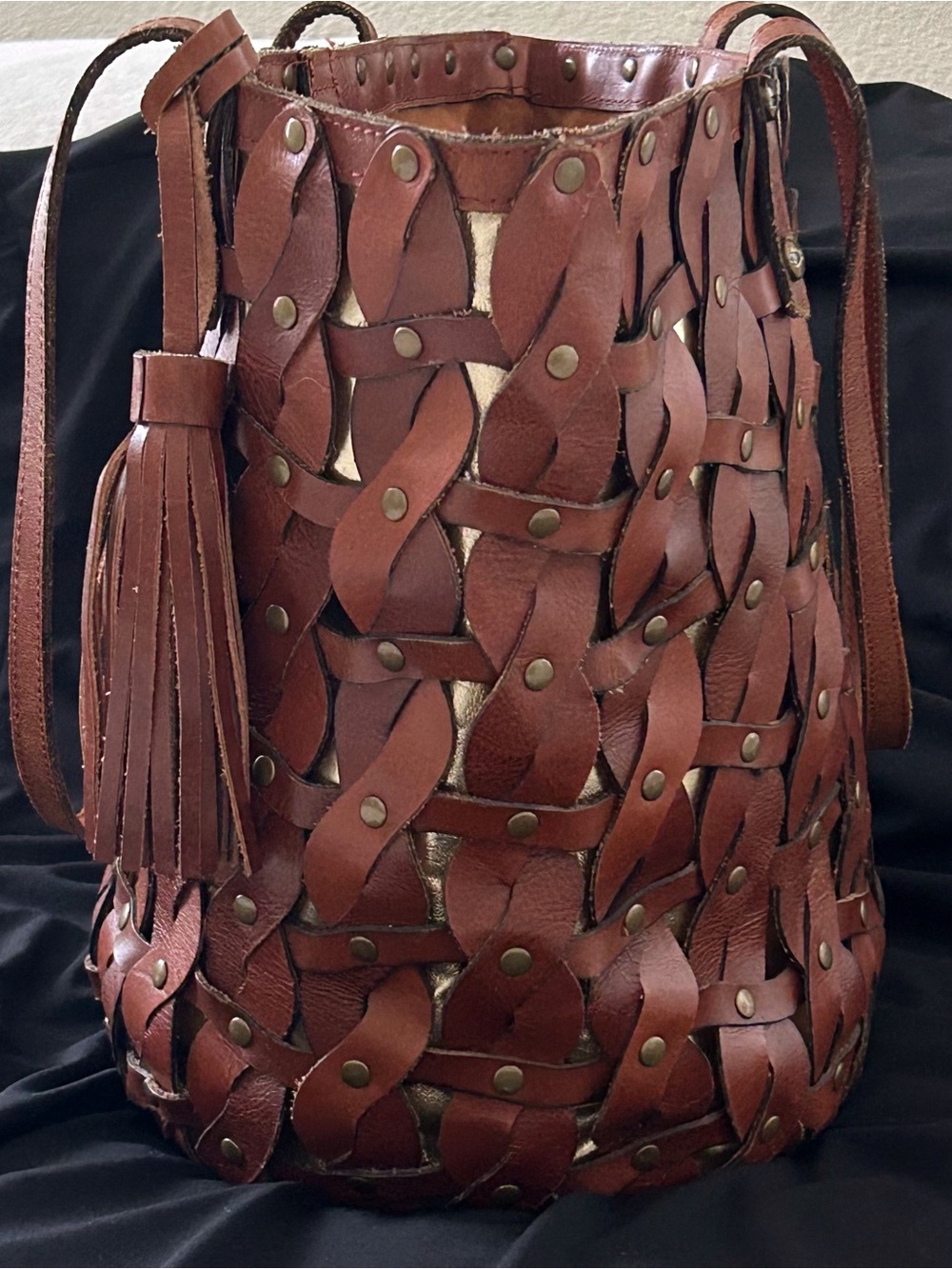 Patricia Nash Twisted Braid Mizzana Leather Tote Brown - Picture 3 of 9